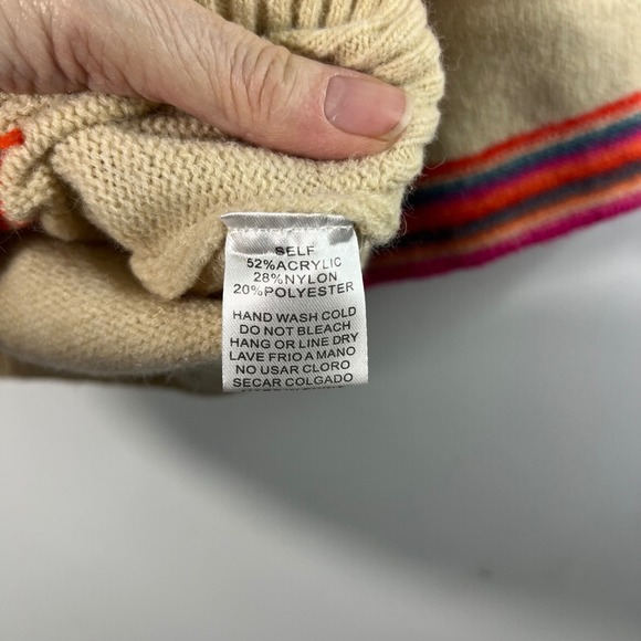 Womens Easel Flower Power Retro Oversized Sweater Tan Orange S - Picture 11 of 13